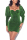 Fashion Square Collar Long Sleeve Green Dress