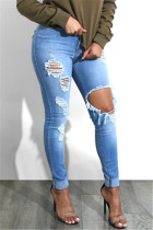 Fashion Sexy Ripped Blue Jeans