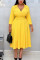 Fashion Sexy Long Sleeve Yellow Dress