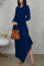 Fashion Long Sleeve Tibetan Blue Skinny Dress