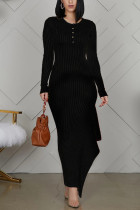 Fashion Long Sleeve Black Skinny Dress