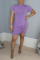 Sexy Fashion Round Neck Purple Short Sleeve Dress