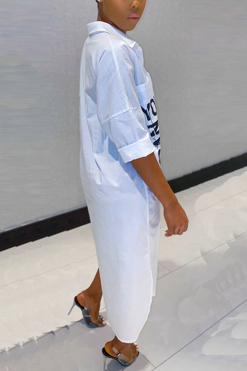 white loose shirt dress