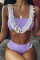 Sexy Fashion Stitching Purple Bikini Swimsuit Set