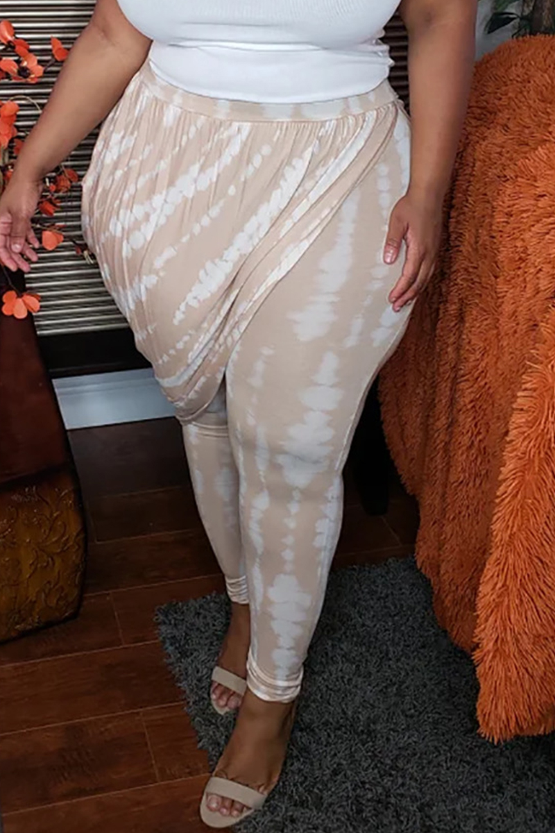 

Fashion Casual Printed Apricot Large Size Trousers