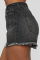 Fashion Sexy Mid Waist Black Zipper Denim Shorts
