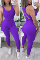 Fashion Casual Vest Trousers Purple Sports Set