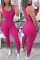 Fashion Casual Vest Trousers Rose Red Sports Set