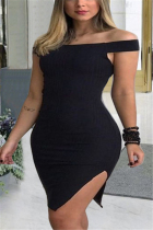 Sexy Fashion Black Backless Fitted Dress
