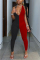 Black Red Fashion Sexy V Neck Sleeveless Off The Shoulder Skinny Patchwork Jumpsuits