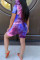 rose red Fashion Casual adult Ma'am Print Gradient Two Piece Suits pencil Short Sleeve Two Pieces