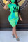 rose red Fashion Casual adult Ma'am Print Gradient Two Piece Suits pencil Short Sleeve Two Pieces