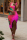 Pink Fashion Sexy Spaghetti Strap Sleeveless U Neck Printed Dress Knee Length Print Dresses