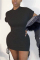Black Fashion Casual Regular Sleeve Short Sleeve O Neck Pencil Skirt Mini Solid Dresses