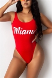 rose red Print Fashion Sexy Casual Swimwears