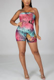 Pink Fashion Casual Print Slip Rompers