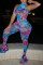 Multi Sexy O Neck Sleeveless Off The Shoulder Regular Print Jumpsuits
