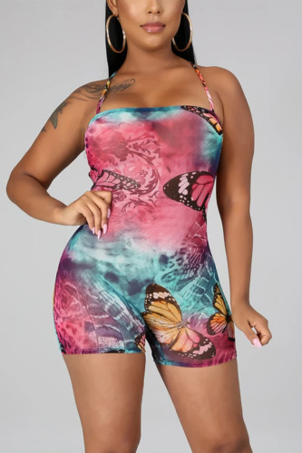 Pink Fashion Casual Print Slip Rompers