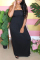 Black Fashion Sexy Off The Shoulder Sleeveless Strapless Pencil Skirt Floor Length Solid Dresses