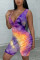 purple Fashion street Print zipper Sleeveless V Neck Jumpsuits