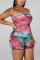Pink Fashion Sexy Spaghetti Strap Sleeveless Off The Shoulder Skinny Print Jumpsuits