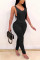 Grey Fashion Sexy Backless Solid Draped Sleeveless V Neck Jumpsuits
