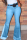 Light Blue Black Light Blue Dark Blue Zipper Fly Mid Patchwork Boot Cut Pants Bottoms