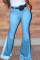 Light Blue Black Light Blue Dark Blue Zipper Fly Mid Patchwork Boot Cut Pants Bottoms