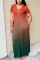 Wine Red Street Green Wine Red Short Sleeves O neck Pencil Dress Ankle-Length Print Dresses