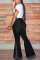 Light Blue Black Light Blue Dark Blue Zipper Fly Mid Patchwork Boot Cut Pants Bottoms