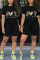 Light Blue Fashion Casual Print Straight Short Sleeve Two Pieces