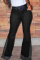 Black Fashion Casual Mid Waist Denim Trousers (Without Belt)