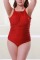 Red Sexy O Neck Patchwork Swimwears