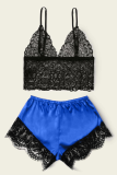 Blue Sexy Fashion Lace Underwear Two-piece Set