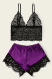 Purple Sexy Fashion Lace Underwear Two-piece Set