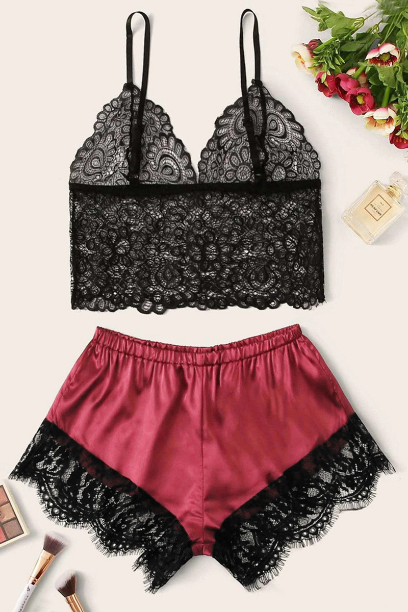 Fashion Red Sexy Fashion Lace Underwear Two-piece Set For Sale ...