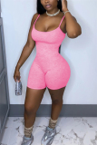 Pink Fashion Sexy Solid Sleeveless Slip Rompers