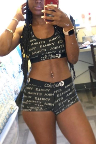 Black White Fashion Sexy U Neck Print Swimwears