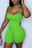 Green Fashion Sexy Solid Sleeveless Slip Rompers