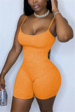 Orange Fashion Sexy Solid Sleeveless Slip Rompers