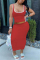 Red Casual Solid pencil Sleeveless Two Pieces