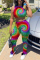 Red Fashion Sexy adult Ma'am Print Tie Dye Two Piece Suits Straight Sleeveless Two Pieces