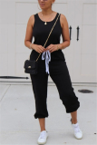 Black Sexy Solid Sleeveless O Neck Jumpsuits