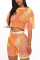 Orange Fashion Casual Short Sleeve O Neck Regular Sleeve Regular Print Two Pieces