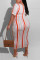 Orange Fashion Sexy O Neck Short Sleeve Regular Sleeve Striped Short Sleeve Dress Plus Size