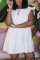 White Sweet Ruffled Sleeve Sleeveless O-neck Cake Dress Knee-Length Solid Dresses