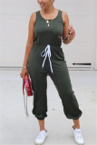 Black Green Sexy Solid Sleeveless O Neck Jumpsuits