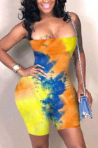 Yellow Fashion Sexy Coloured drawing Backless Sleeveless Slip Jumpsuits