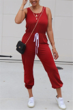 Pink Sexy Solid Sleeveless O Neck Jumpsuits