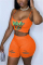 Orange Fashion Sexy adult Letter Patchwork Print Hole Burn-out Two Piece Suits Straight Sleeveless Two Pieces